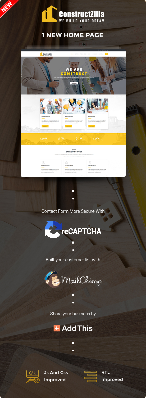 ConstructZilla : Construction, Renovation & Building HTML Template With RTL Ready